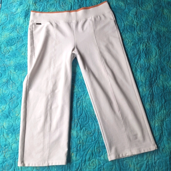 L-RL Ralph Lauren Active White Crop Straight Leg Capri Yoga Pant Center Seams S - Picture 1 of 16